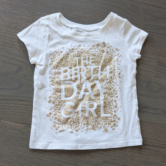 The Children's Place Birthday Girl T-shirt - White / Gold Glitter, 2T - Picture 1 of 5